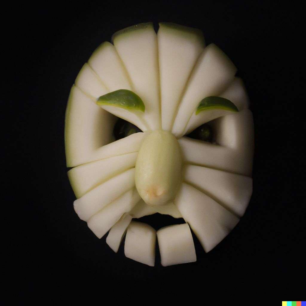 a representation of anxiety, fruit carving